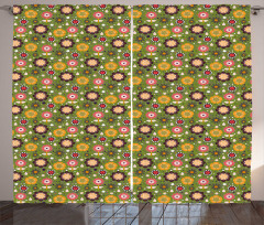 Spring Nature Flowers Curtain