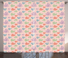 Fun Hearts in Pastel Colors Curtain