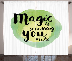 Watercolor Inspirational Art Curtain