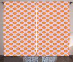 Citrus Fruit on Polka Dots Curtain