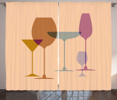 Wine Glasses Silhouette Art Curtain