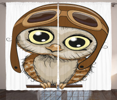 Pilot Hat Big Eyes Comic Curtain