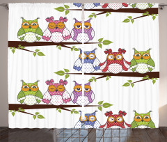 Birds on Tree Branches Curtain