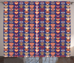 Colorful Hearts Art Curtain