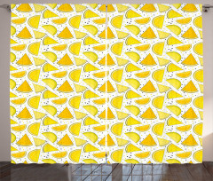 Yellow Color Palette Slices Curtain