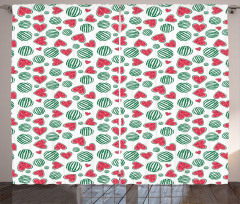 Watermelon Fruit Heart Slices Curtain