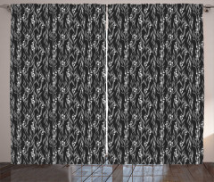 Monotone Garden Artwork Curtain