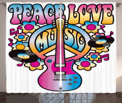 Peace Love Vinyl Music Curtain