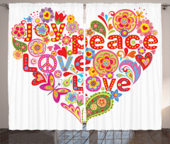 Hippie Floral Heart Sign Curtain