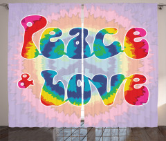 Peace Love Tie Dye Effect Curtain