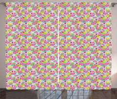 Exotic Flamingo Cartoon Curtain