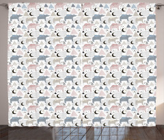 Pastel Polar Bear Pattern Curtain