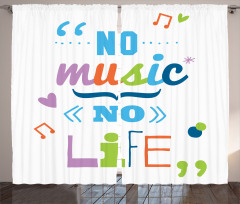 No Music, No Life Slogan Curtain