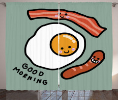 Morning Egg Sausages Curtain