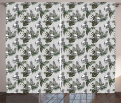Gothic Item on Tropic Leaves Curtain