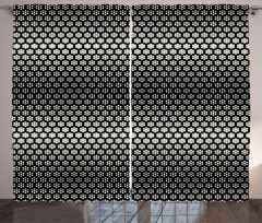 Halftone Hexagons Flowers Curtain