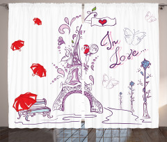 Doodle Romantic Paris Curtain
