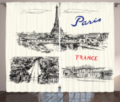 Paris Sketch Art Curtain