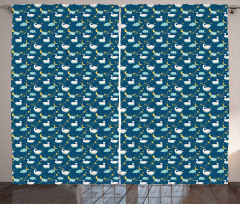 Aquatic Birds at Night Star Curtain