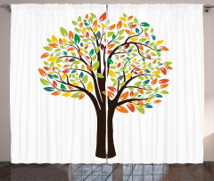 Autumnal Leaves Forest Flora Curtain