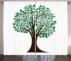 Simplistic Tree Leaves Art Curtain