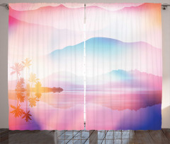 Ombre Tropical Landscape Curtain