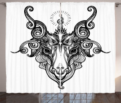 Satanic Goat Head Sketch Curtain