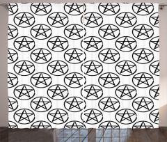 Pentagram Star in Circle Curtain