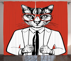 Funny Businessman Cat Suit Curtain