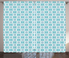 Retro Nested Squares Art Curtain