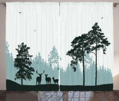 Forest Silhouette Art Curtain