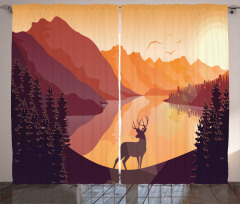 Bird Mountain Reindeer Curtain