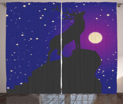 Elk Silhouette Night Curtain