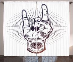 Tattooed Hand Raised Curtain