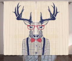 Humorous Deer with Jazz Bow Curtain