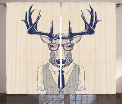 Humanized Manly Deer Art Curtain