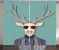 Deer with Colorful Sweater Curtain