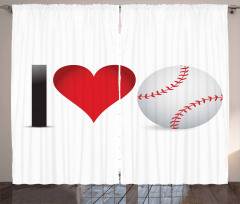 I Love Baseball Heart Curtain