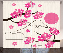 Japan Sakura and Hill Curtain