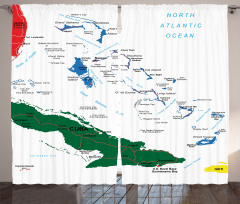 Bahamas Map Beach Ocean Curtain