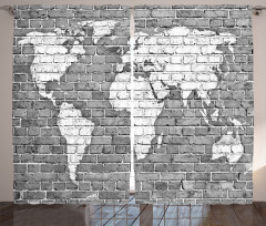 World Map on Old Brick Curtain
