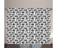 Greyscale Retro Petals Curtain