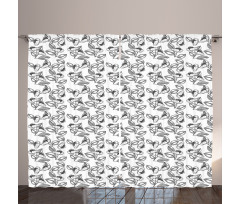 Uncolored Summer Flowers Curtain