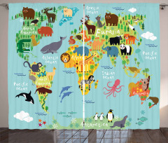 Animal Map of the World Curtain