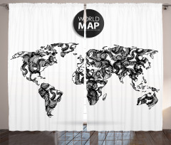 Octopus World Map Curtain