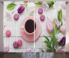 Cup Macaroon and Tulips Curtain