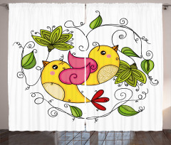 Love Avian Floral Art Curtain