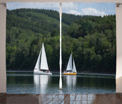 Sailboats on a Lake Curtain