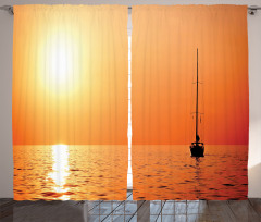 Lonely Yacht at Sunset Curtain