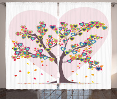 Tree with Leaves Floral Curtain